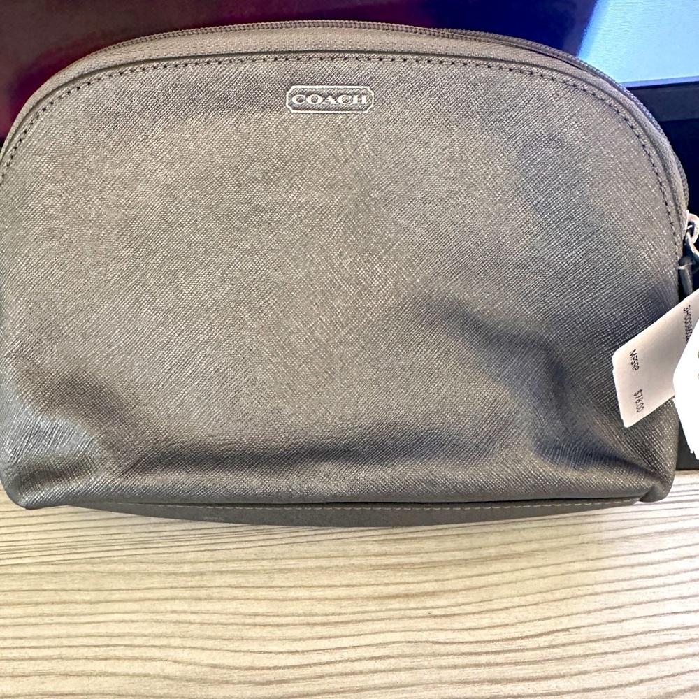Coach Pewter Cosmetic bag. NWT